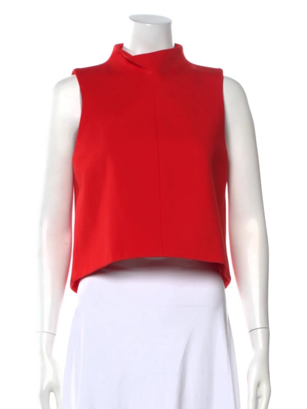 Tibi cherry red mock neck crop sleeveless tank top 10